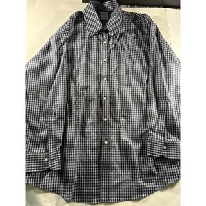 Brooks Brothers Regent Fit Dress Shirt Mens 17.5 33 Blue Check Supima Cotton